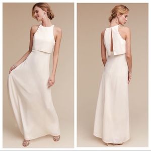 BHLDN IVA CREPE MAXI DRESS IN IVORY